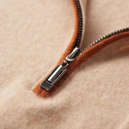 100% CASHMERE POLO ZIP UP