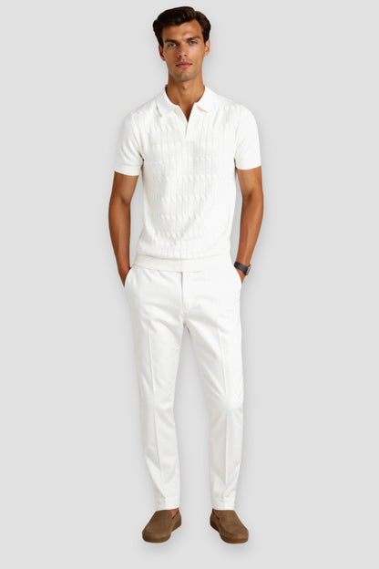 NOBA Premium V-Neck Cable Knit Polo